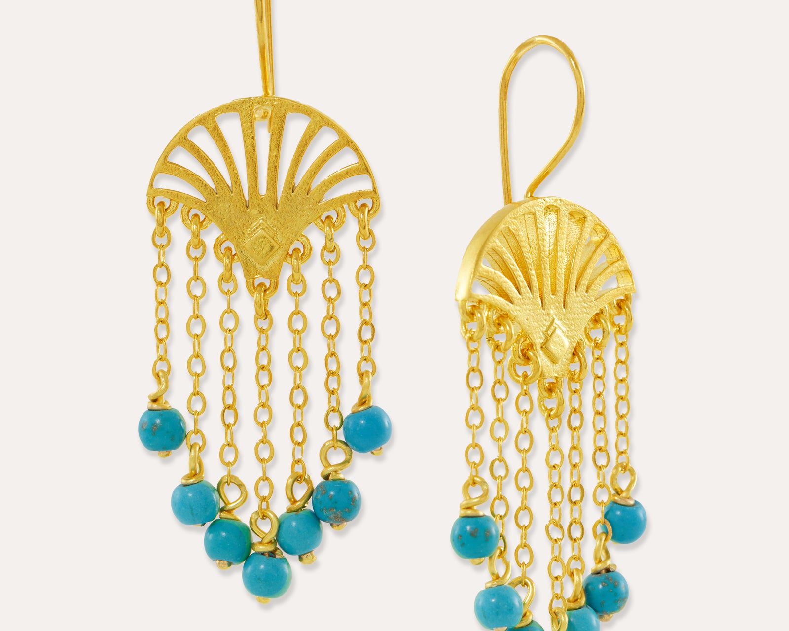 Lalita Turquoise Chain Drop Earrings | Sustainable Jewellery by Ottoman Hands