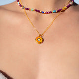 Azra Evil Eye Orange Pendant Necklace | Sustainable Jewellery by Ottoman Hands