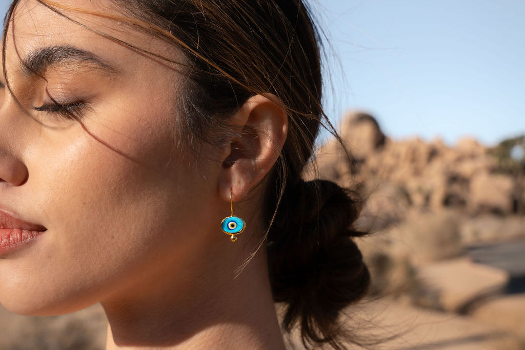 Alara Blue Evil Eye Drop Earrings | Sustainable Jewellery by Ottoman Hands