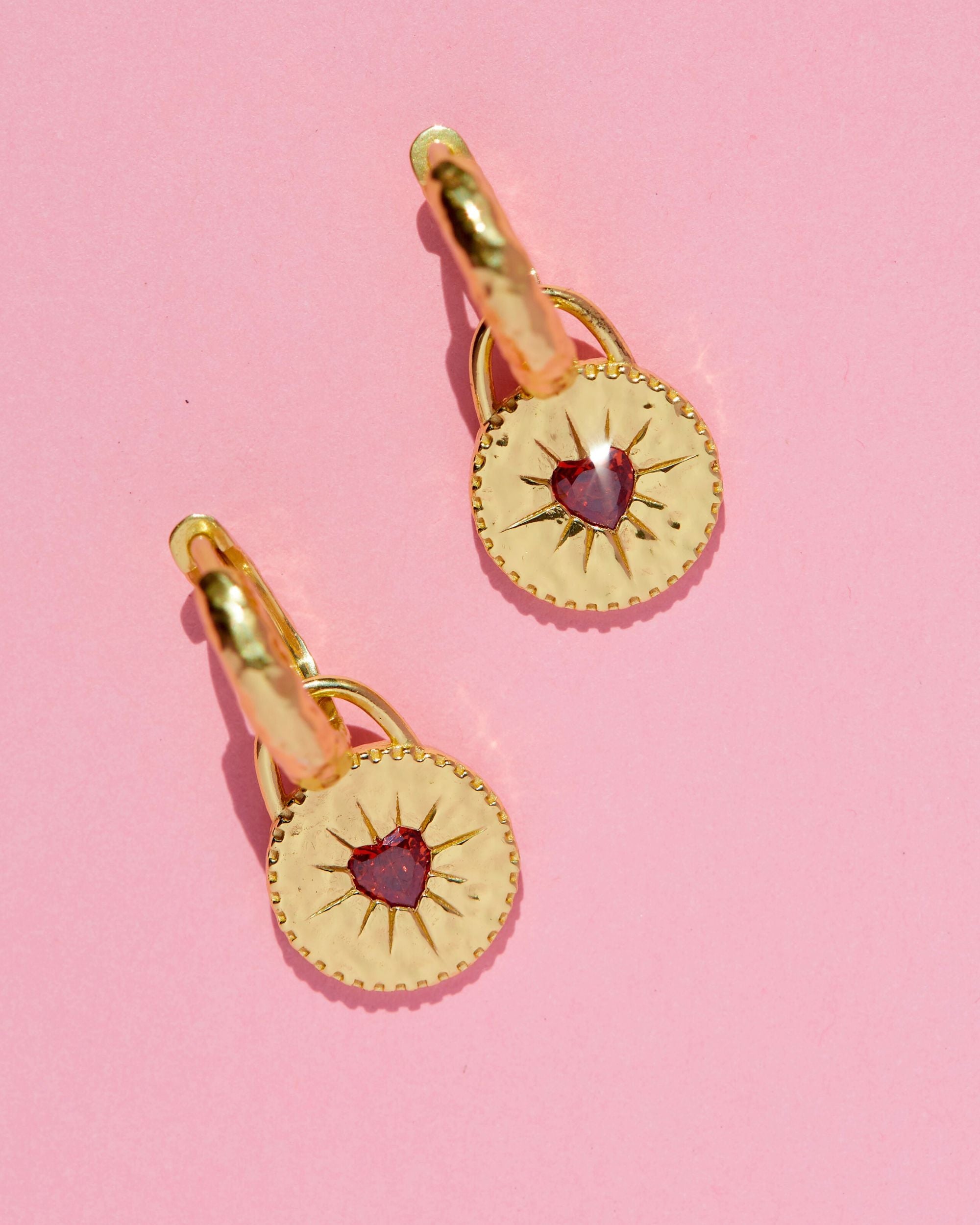 Garnet Heart Huggie Earrings | Sustainable Jewellery by Ottoman Hands