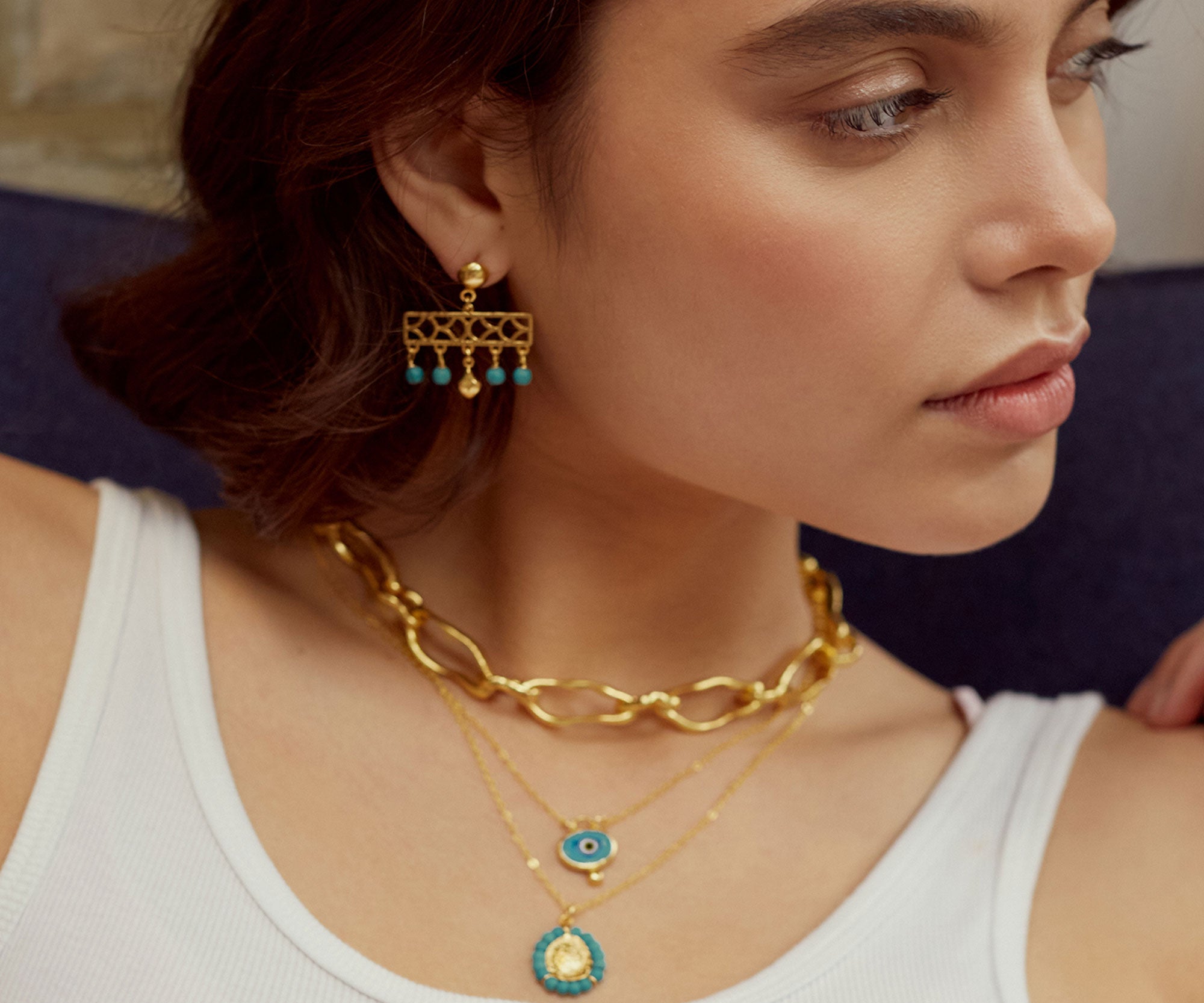 Suri Turquoise Bead Drop Earrings | Sustainable Jewellery by Ottoman Hands