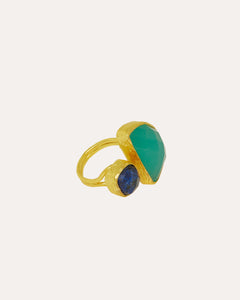 Avery Lapis and Aqua Chalcedony Cocktail Ring | Sustainable Jewellery by Ottoman Hands