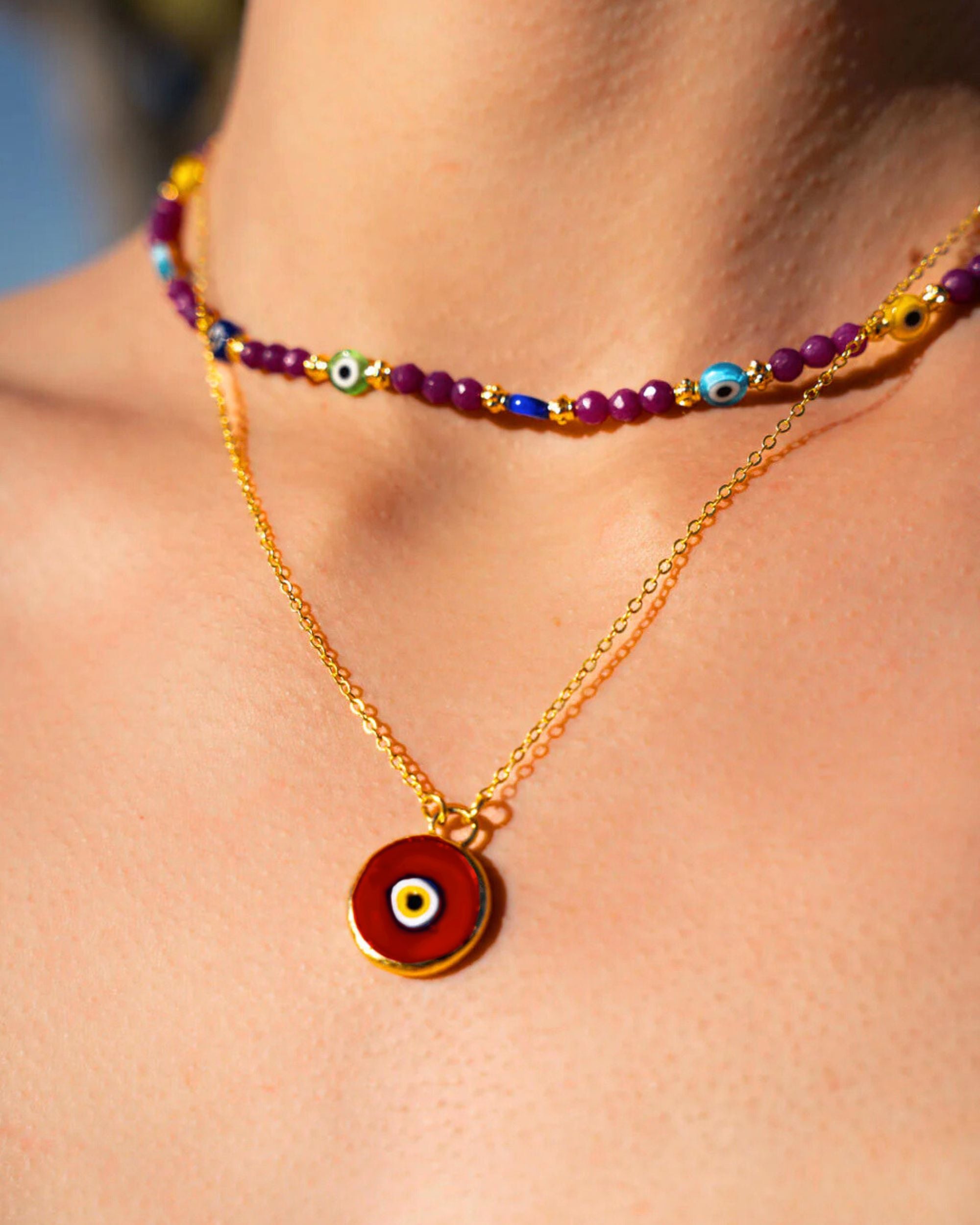 Azra Evil Eye Red Pendant Necklace | Sustainable Jewellery by Ottoman Hands