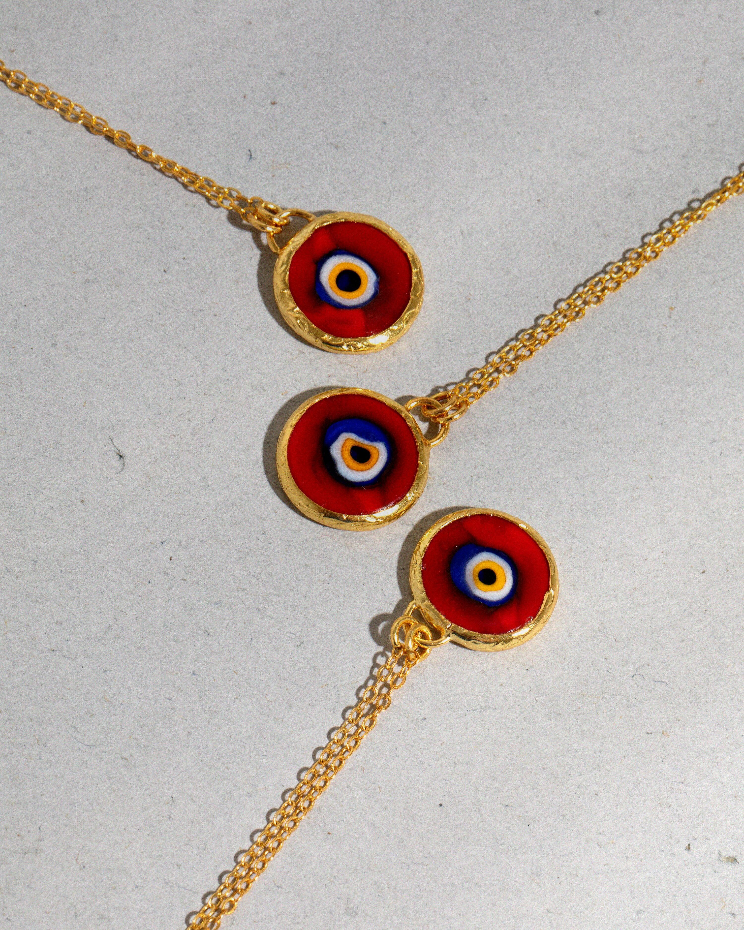 Azra Evil Eye Red Pendant Necklace | Sustainable Jewellery by Ottoman Hands