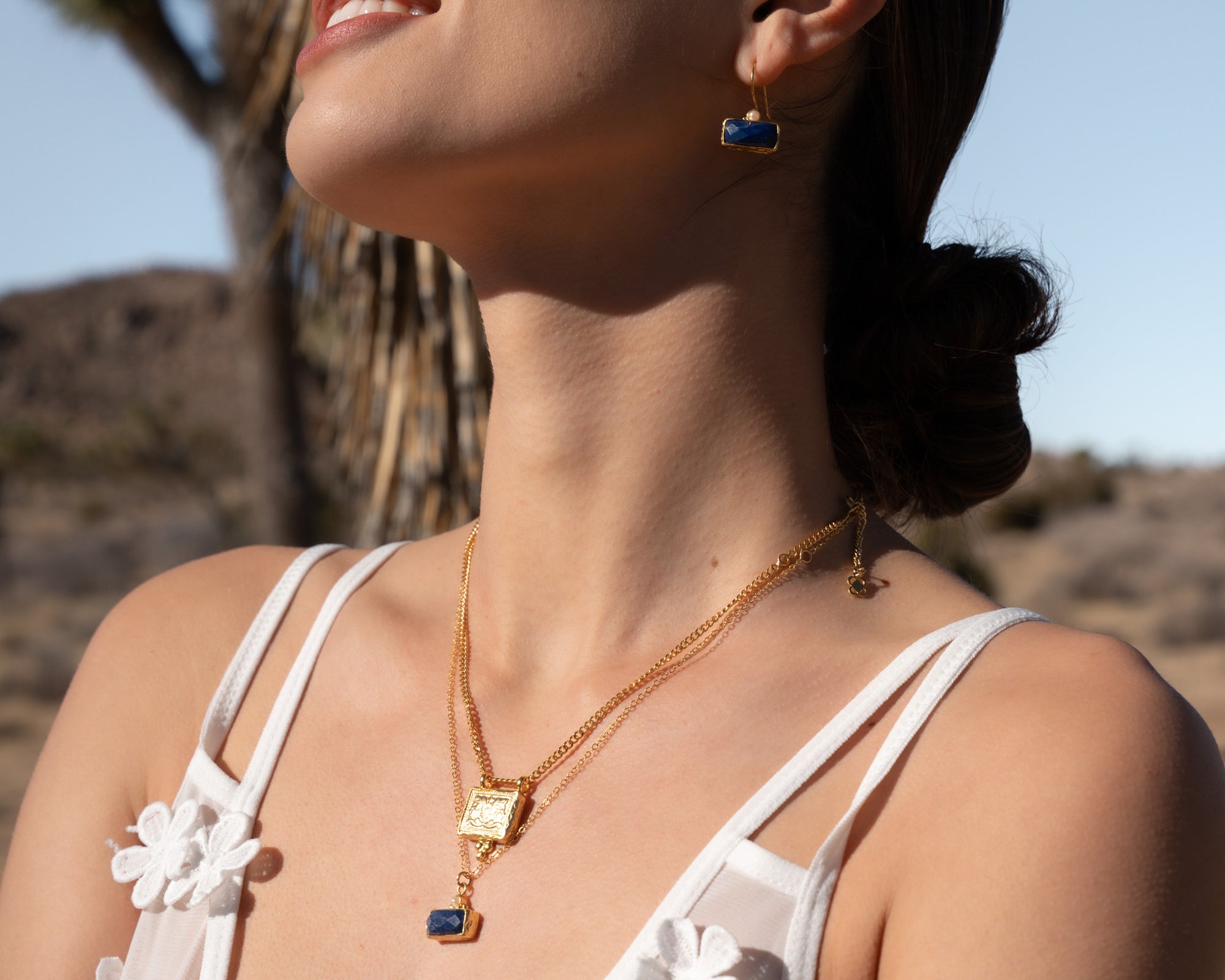 Lara Lapis and Pearl Pendant Necklace | Sustainable Jewellery by Ottoman Hands
