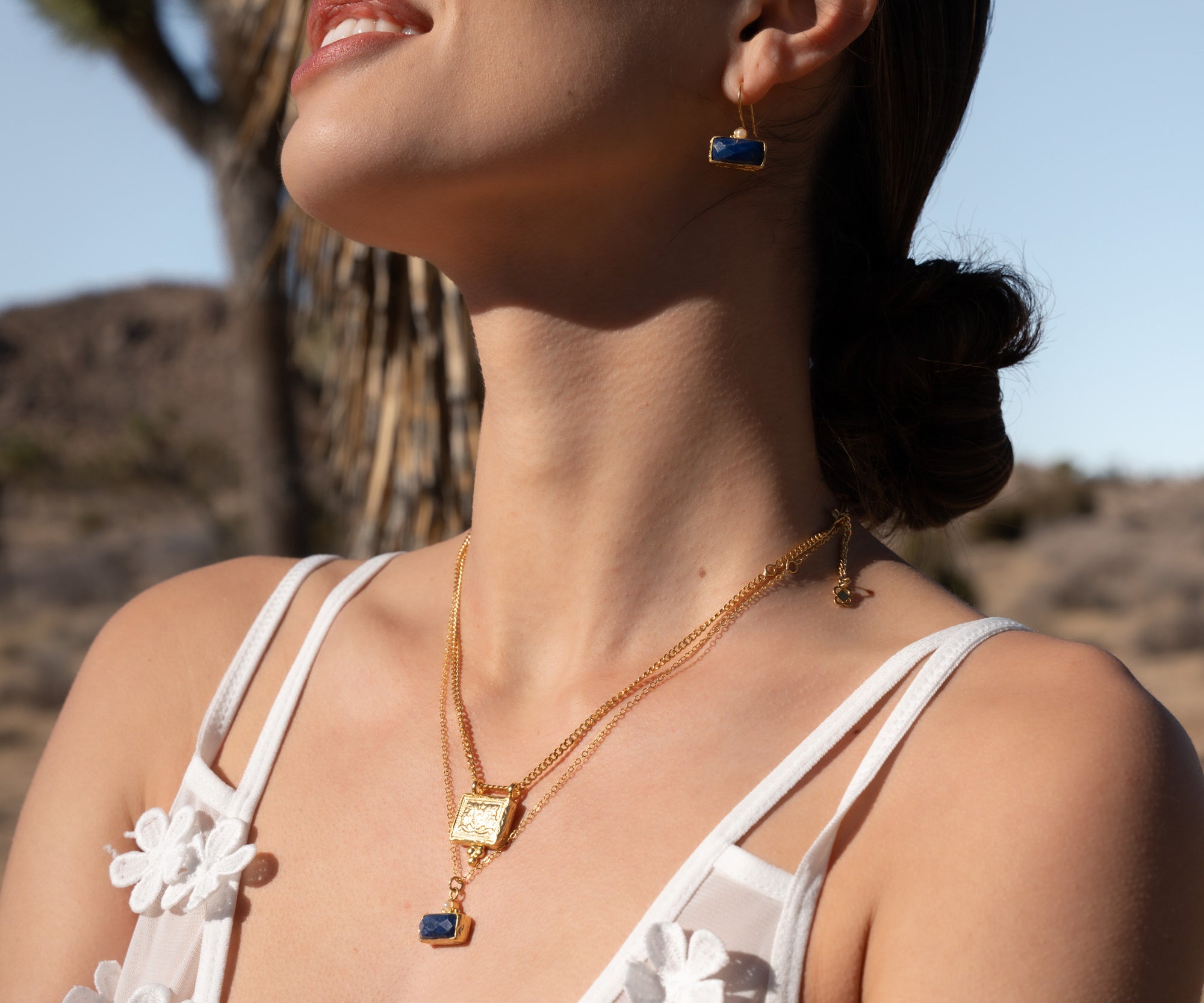 Lara Lapis and Pearl Pendant Necklace | Sustainable Jewellery by Ottoman Hands