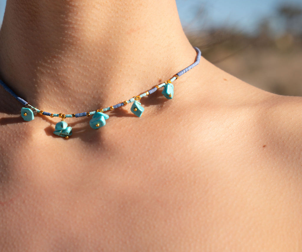 Nala Turquoise Beaded Necklace | Sustainable Jewellery by Ottoman Hands