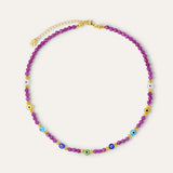 Children's Clara Evil Eye Beaded Purple Jade Necklace | Sustainable Jewellery by Ottoman Hands