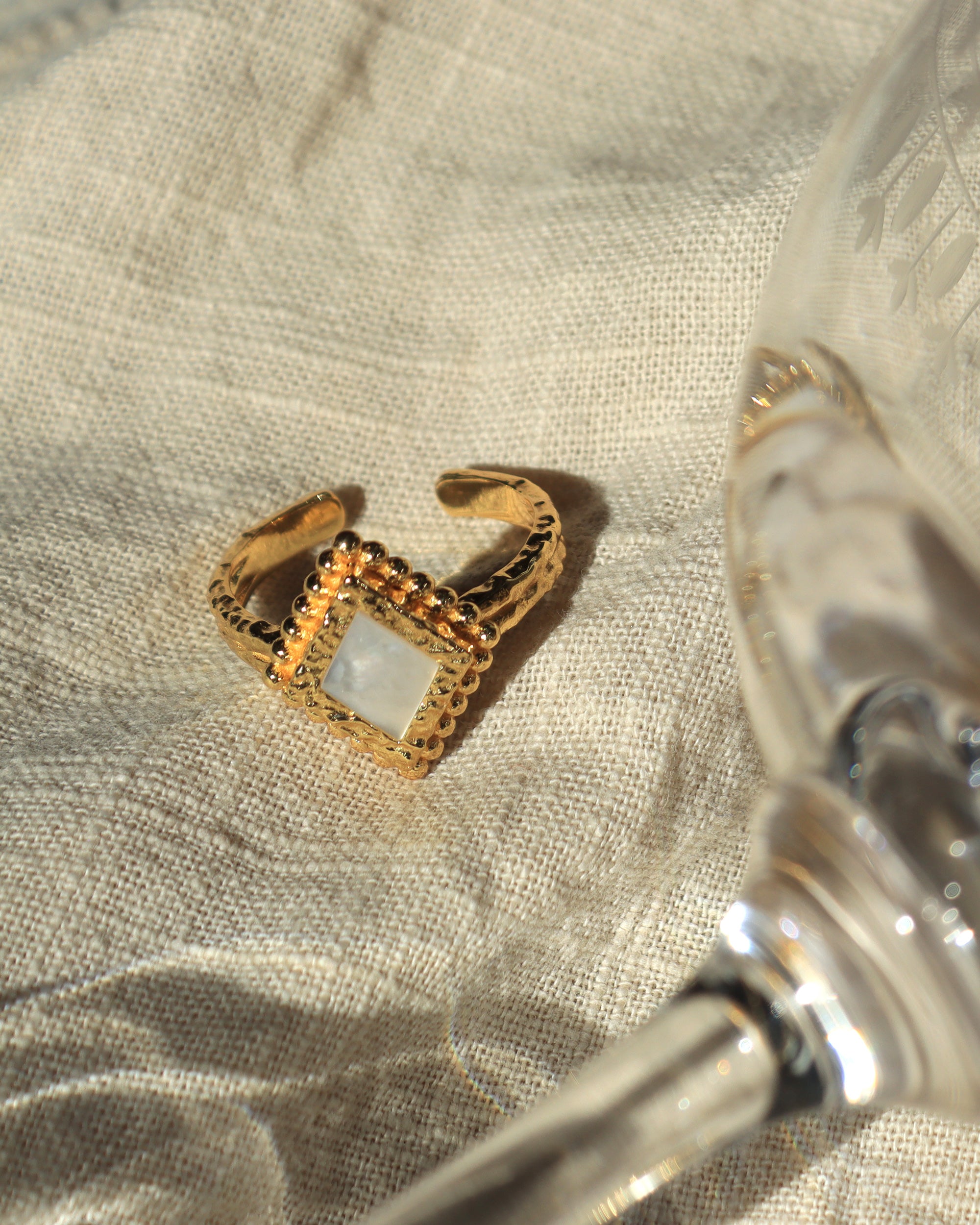 Stephanie Yeboah Adwoa Mother of Pearl Ring | Sustainable Jewellery by Ottoman Hands