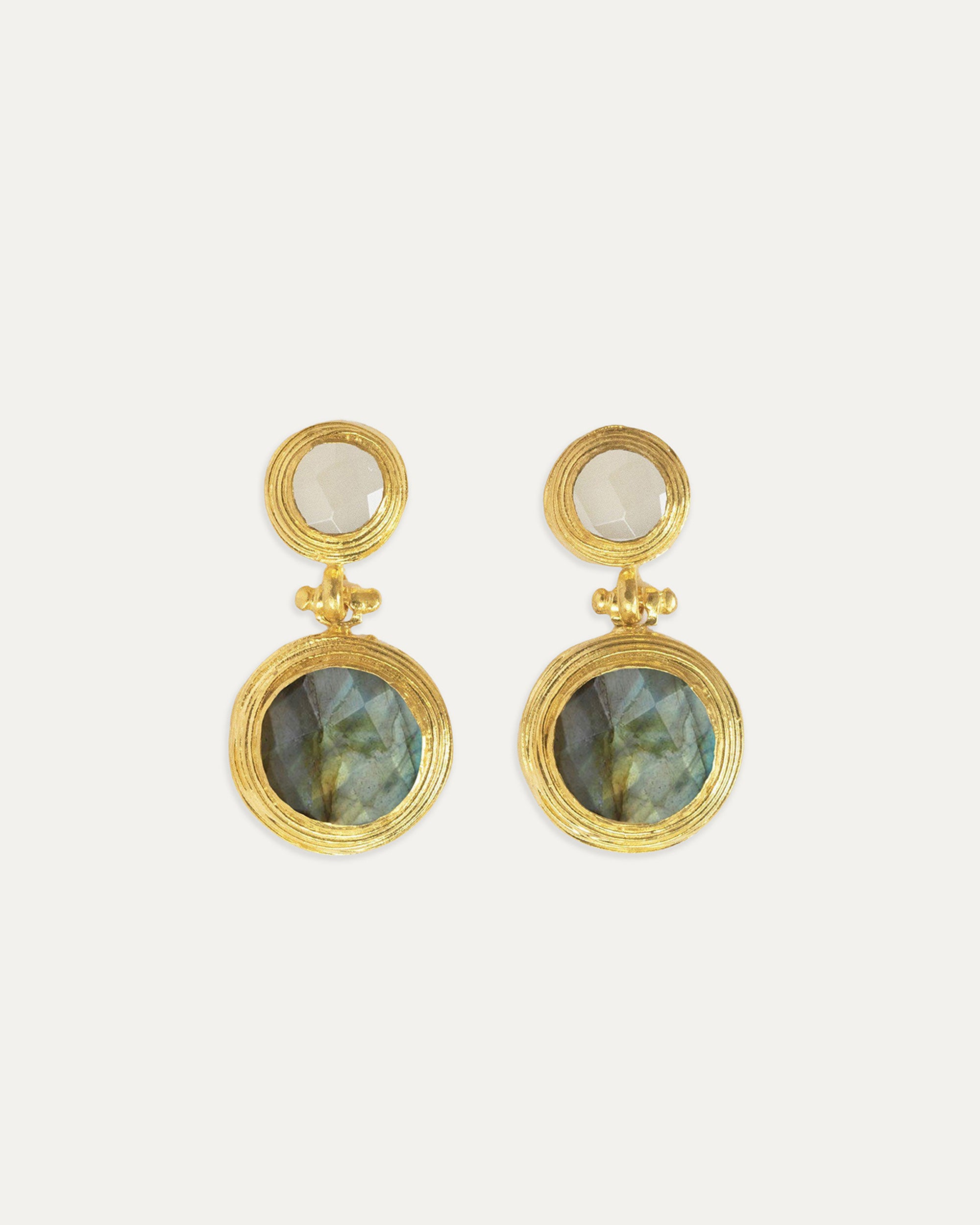 Lilis White Chalcedony and Labradorite Drop Earrings | Sustainable Jewellery by Ottoman Hands