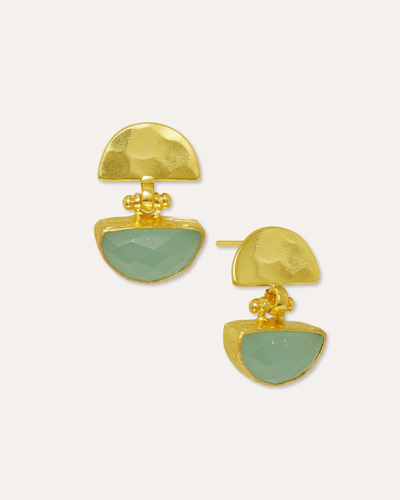 Mina Aqua Chalcedony Drop Stud Earrings | Sustainable Jewellery by Ottoman Hands