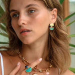 Mina Aqua Chalcedony Drop Stud Earrings | Sustainable Jewellery by Ottoman Hands