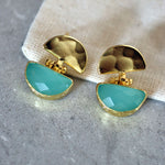 Mina Aqua Chalcedony Drop Stud Earrings | Sustainable Jewellery by Ottoman Hands