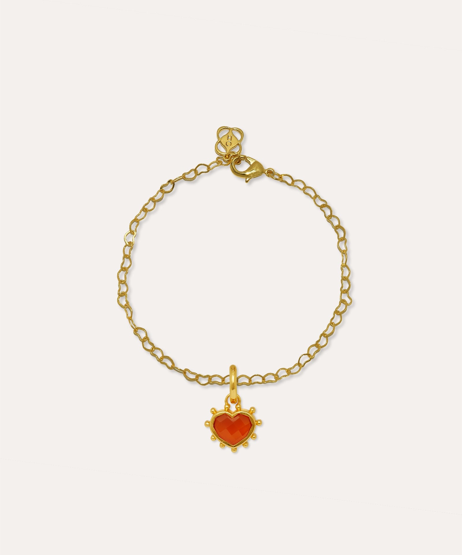 Red Onyx Heart Charm Chain Bracelet | Sustainable Jewellery by Ottoman Hands