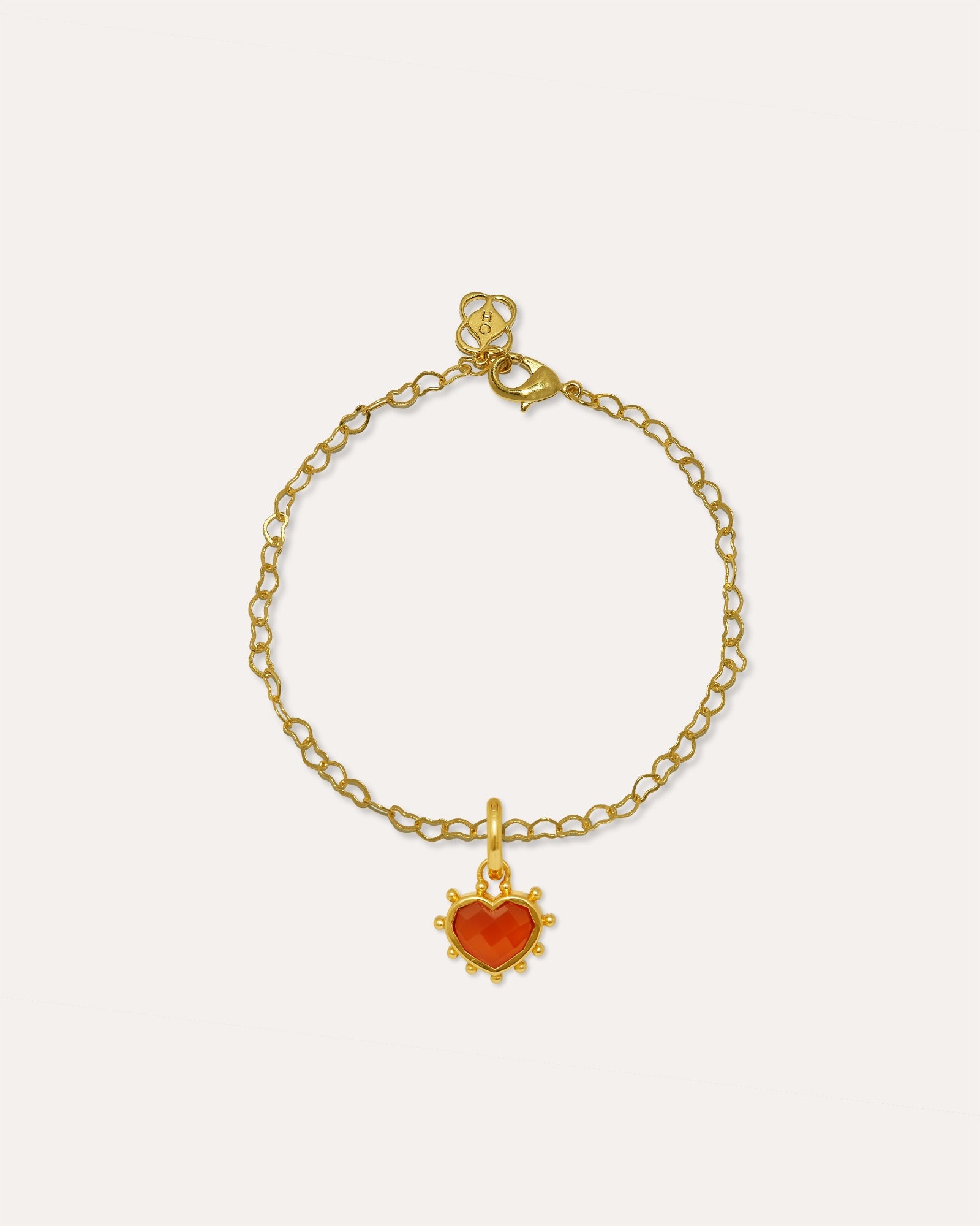 Red Onyx Heart Charm Chain Bracelet | Sustainable Jewellery by Ottoman Hands