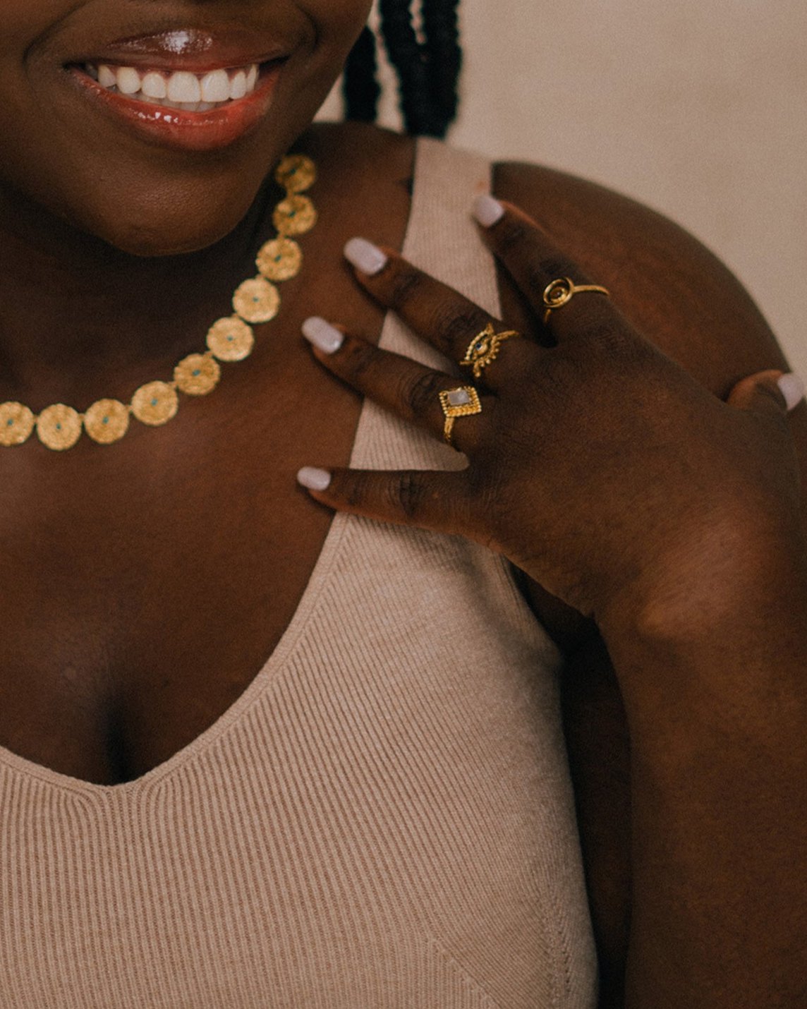 Stephanie Yeboah Adwoa Mother of Pearl Ring | Sustainable Jewellery by Ottoman Hands