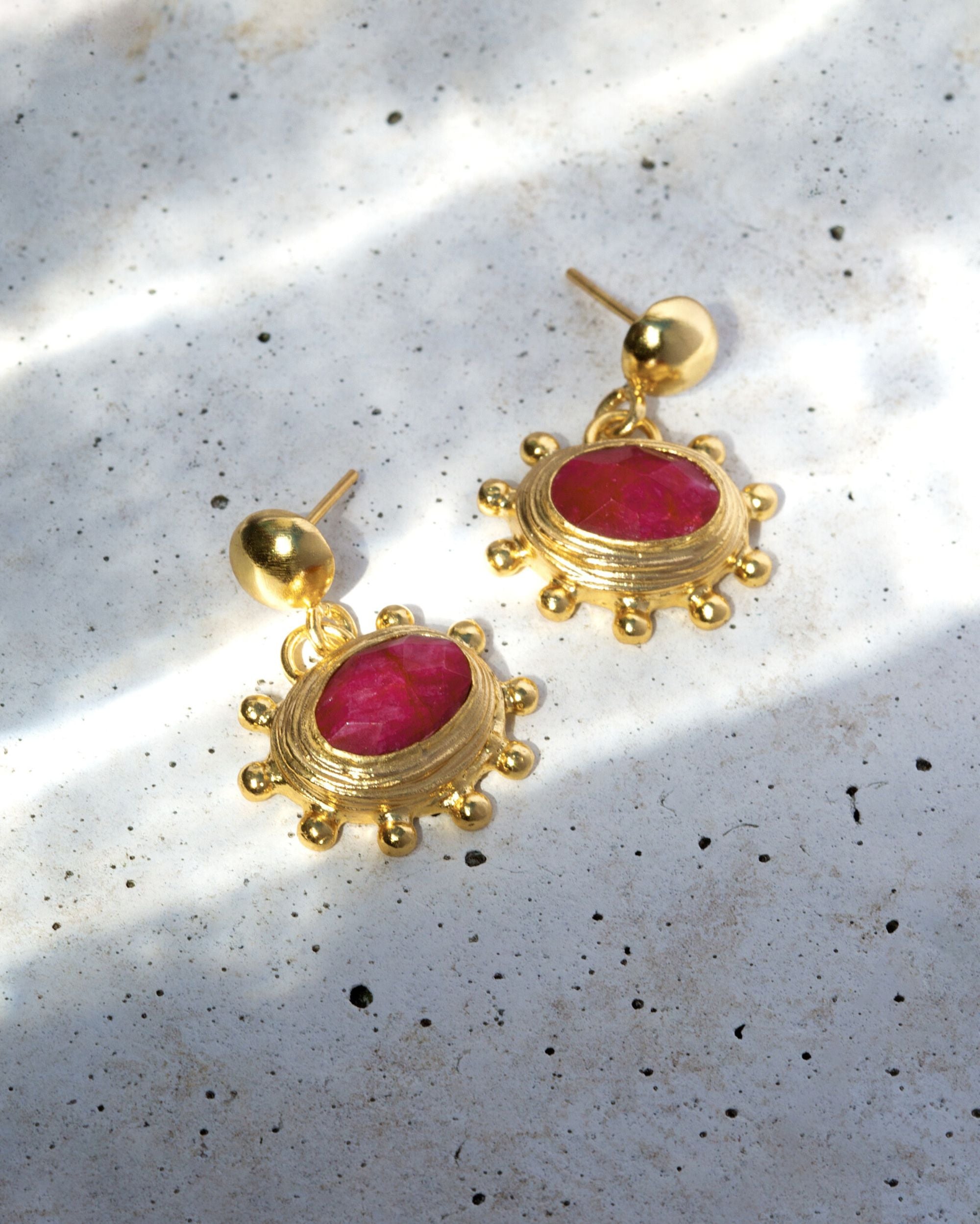 Zand Ruby Drop Earrings | Sustainable Jewellery by Ottoman Hands