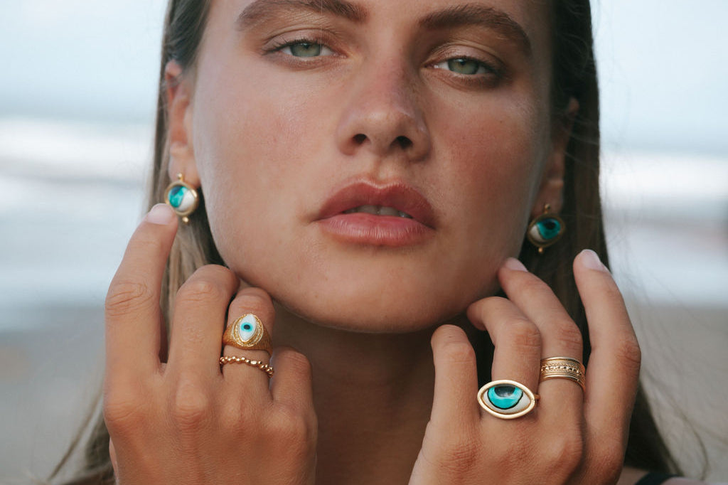 Adira Turquoise Porcelain Evil Eye Ring | Sustainable Jewellery by Ottoman Hands