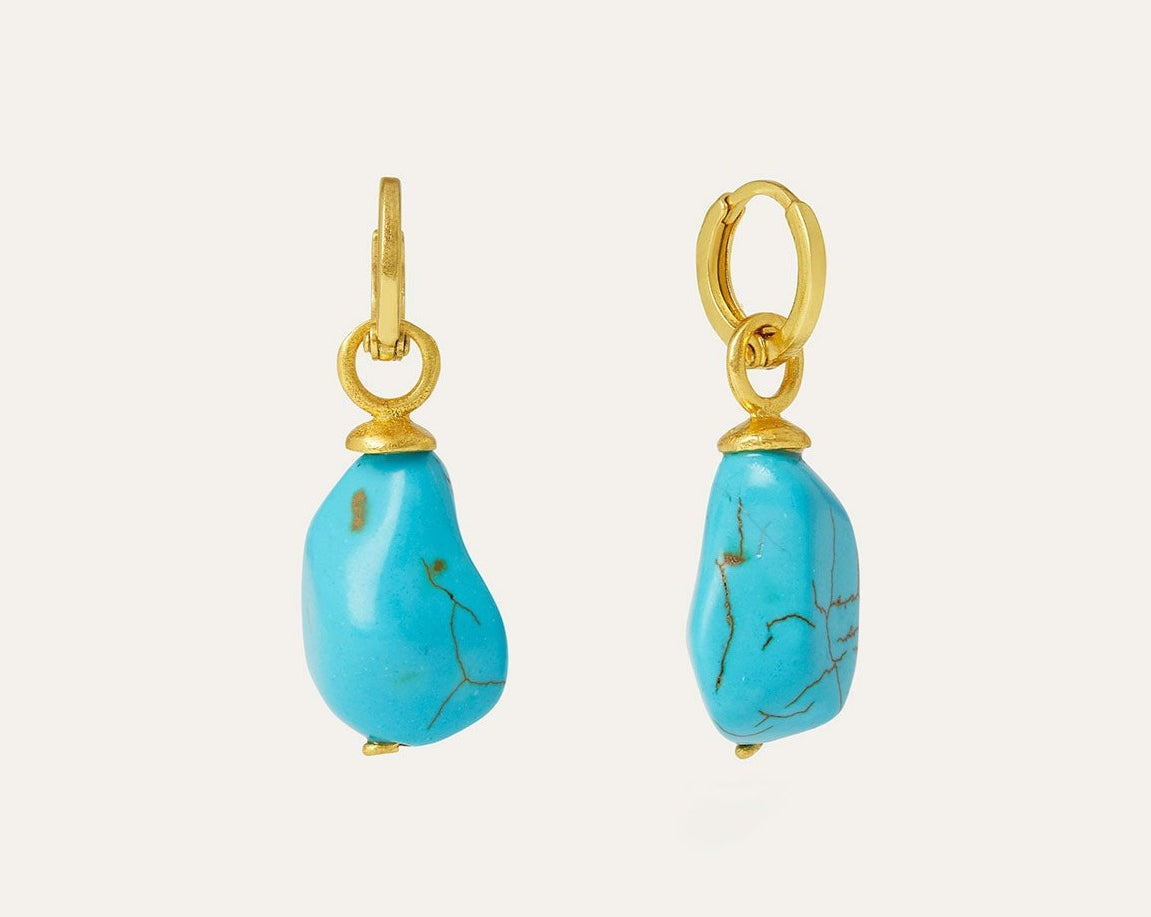 Ava Turquoise Drop Huggie Earrings | Sustainable Jewellery by Ottoman Hands