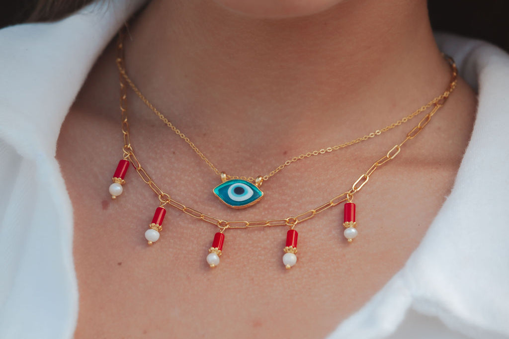 Bronte Blue Glass Evil Eye Pendant Necklace | Sustainable Jewellery by Ottoman Hands