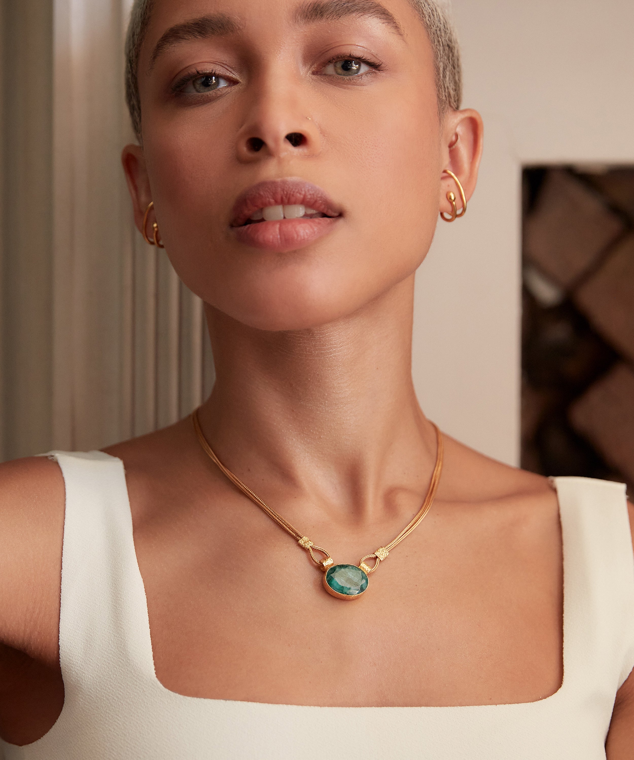 Daphne Emerald Chain Necklace | Sustainable Jewellery by Ottoman Hands