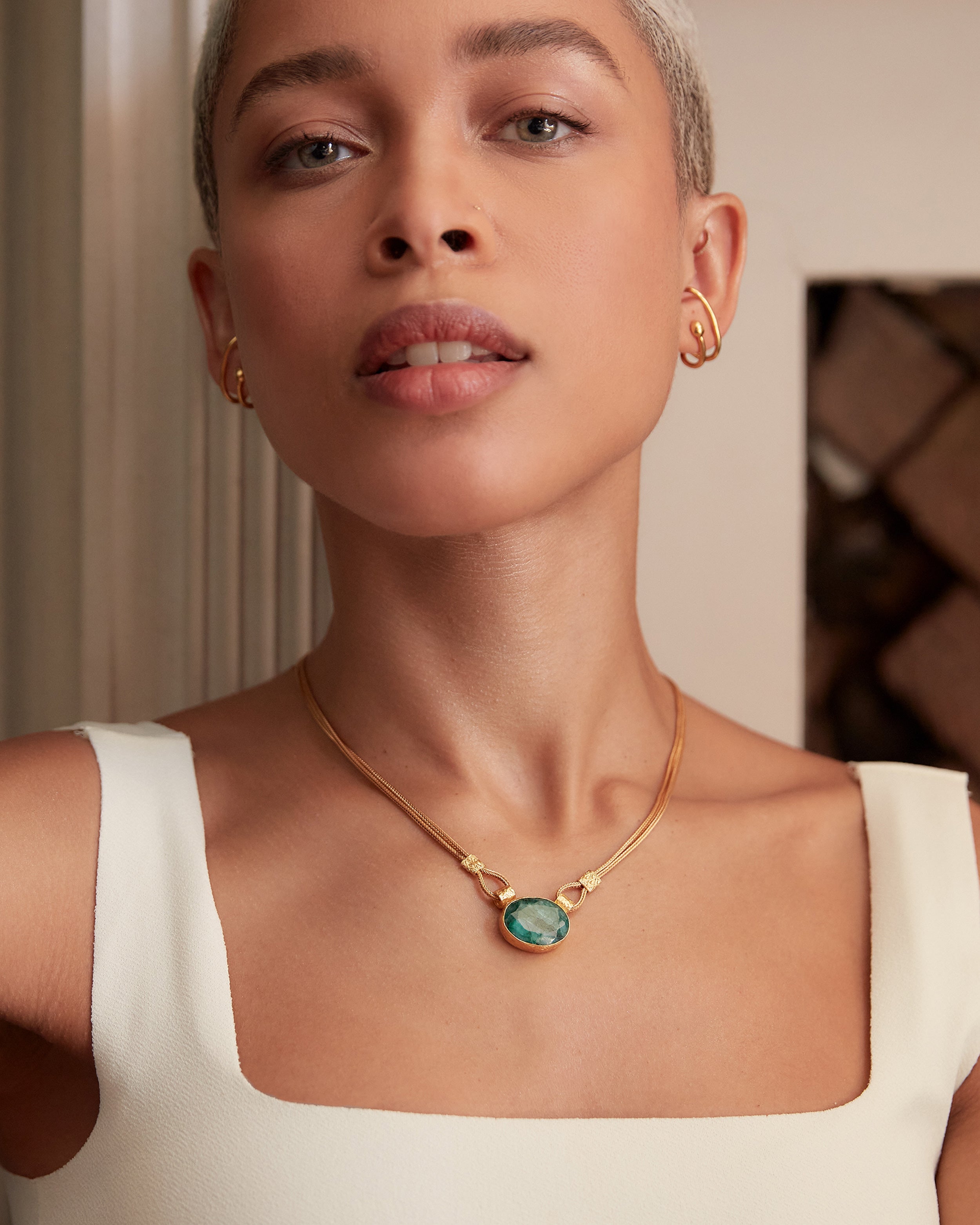 Daphne Emerald Chain Necklace | Sustainable Jewellery by Ottoman Hands
