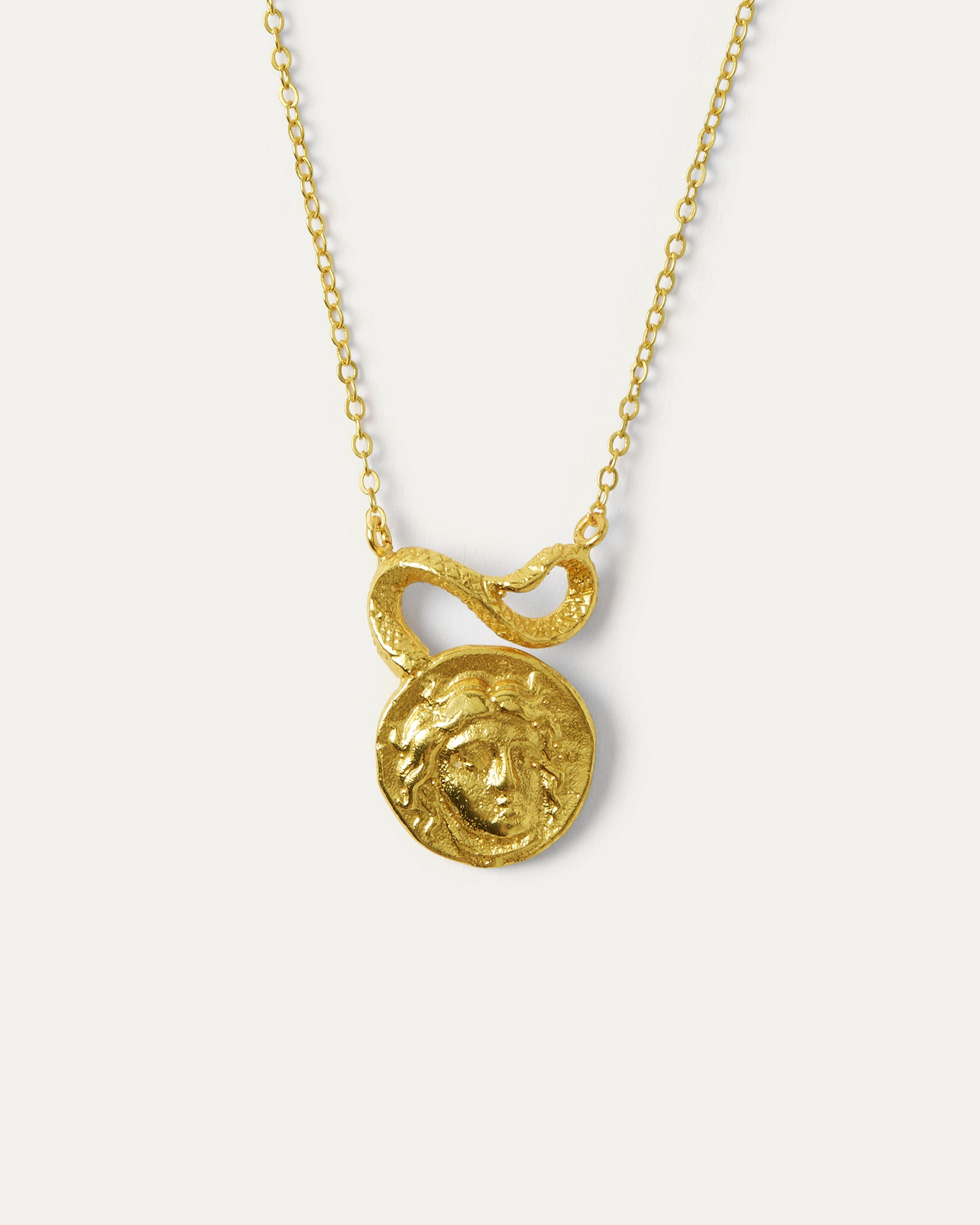 Coin Necklace Solid Gold Medusa Pendant Gorgon Medusa Pendant