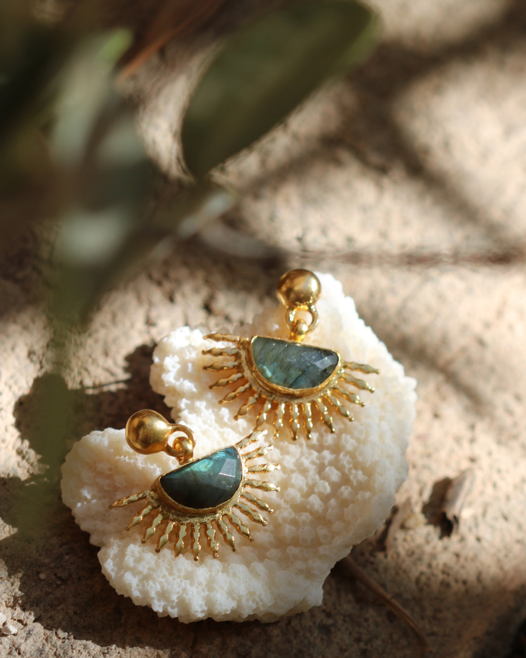 Sunrise Labradorite Drop Stud Earrings | Sustainable Jewellery by Ottoman Hands