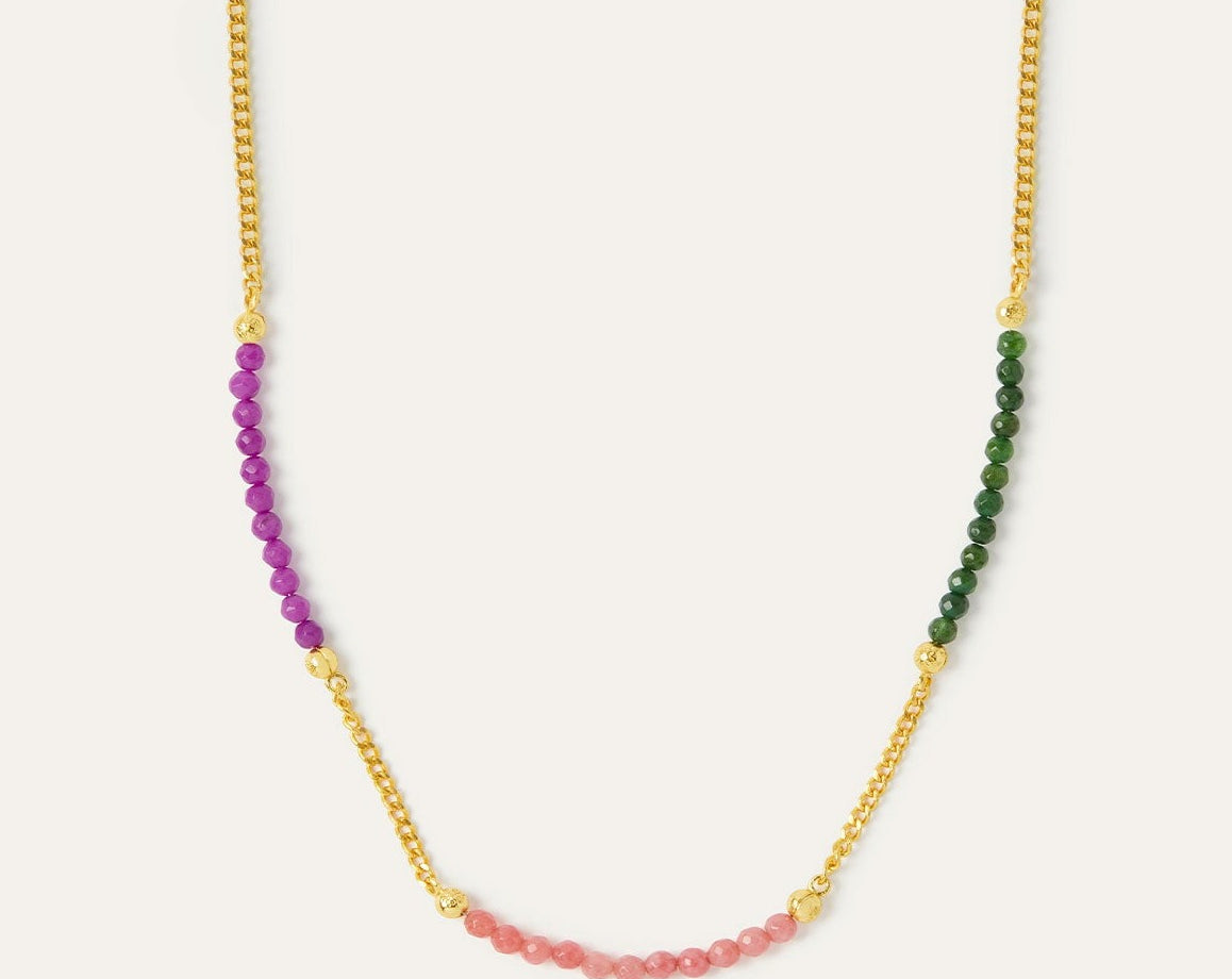 Imogen Green, Purple and Pink Jade Beaded Necklace | Sustainable Jewellery by Ottoman Hands
