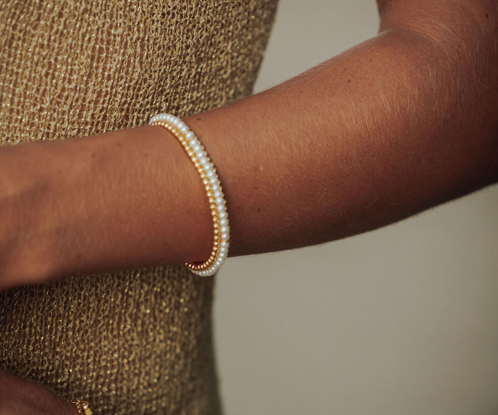 June Pearl Beaded Cuff Bracelet | Sustainable Jewellery by Ottoman Hands