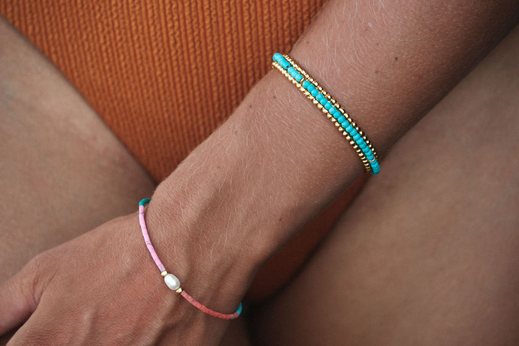 June Turquoise Beaded Cuff Bracelet | Sustainable Jewellery by Ottoman Hands