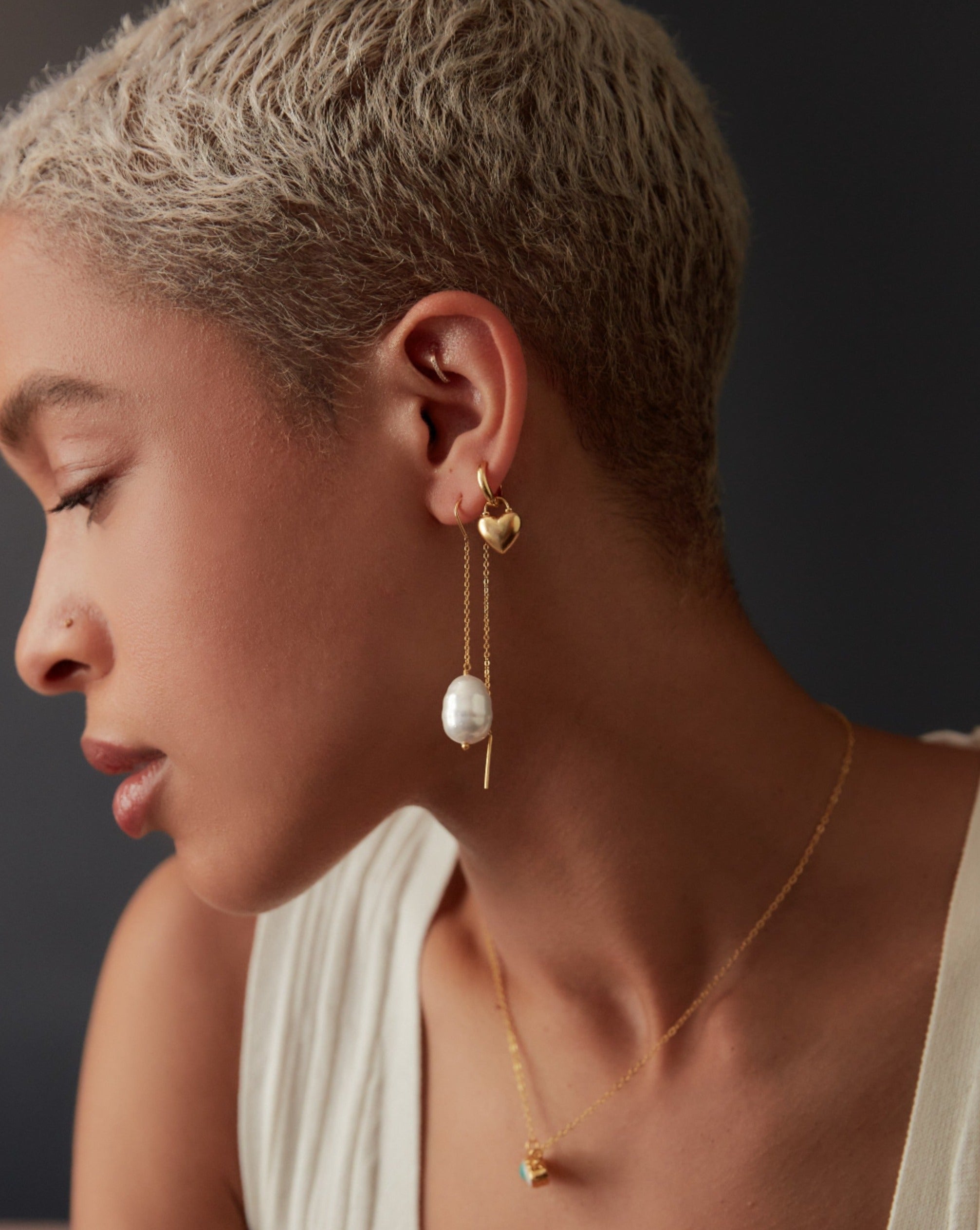 Niko Heart Huggie Earrings | Sustainable Jewellery by Ottoman Hands