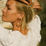Aristea Pearl and Gold Bead Hoop Earrings | Sustainable Jewellery by Ottoman Hands
