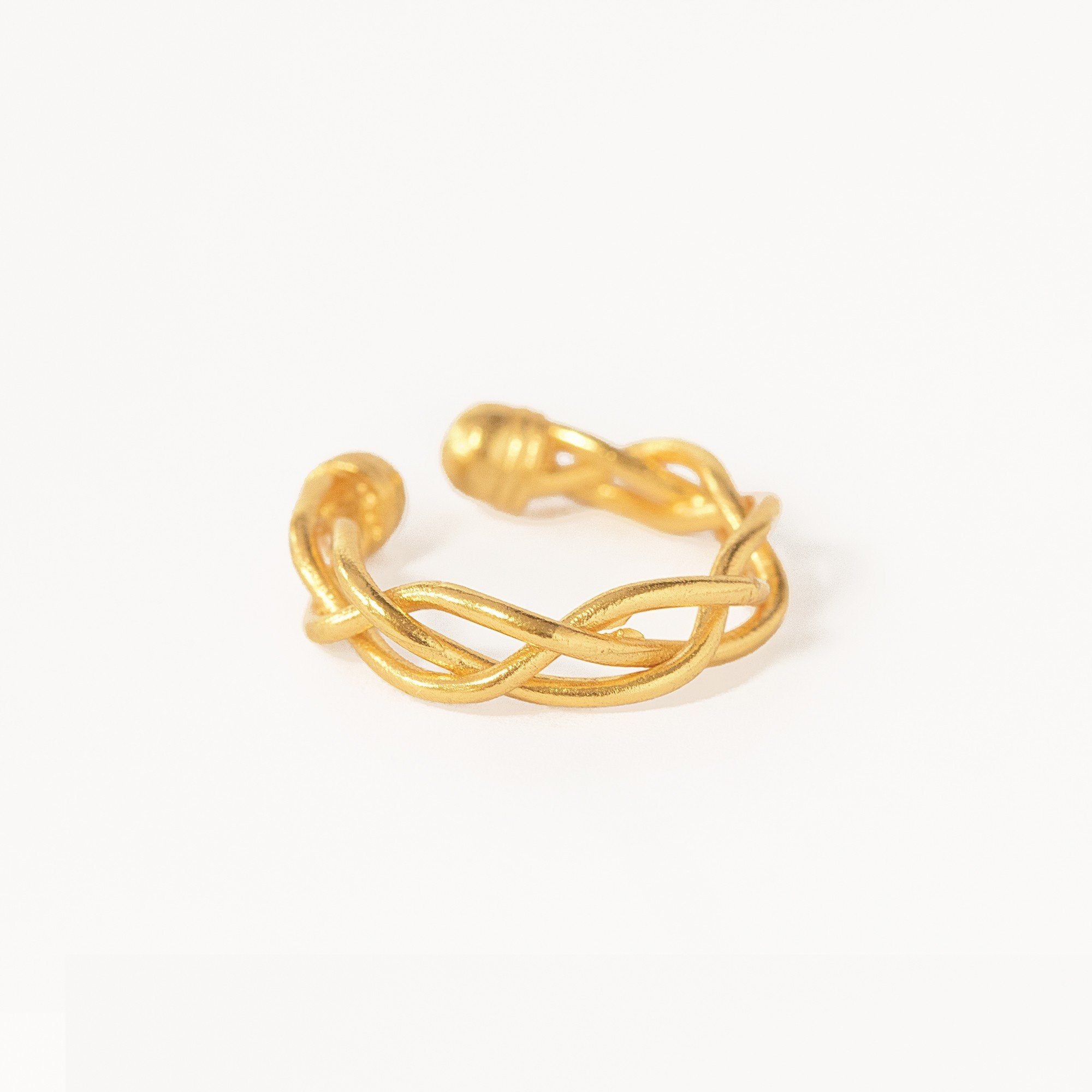 Braided Gold Stacking Ring Ottoman Hands