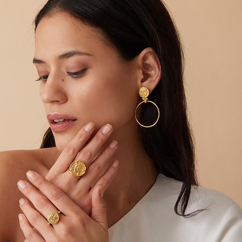 Cezar Gold Coin Double Band Cocktail Ring | Sustainable Jewellery by Ottoman Hands