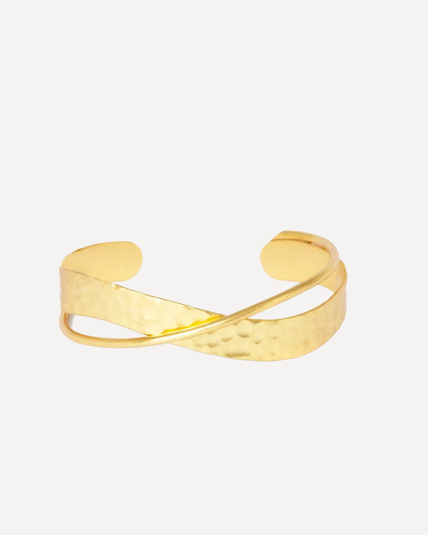 slim hammered 14k gold cuff