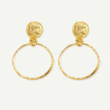 Myia Gold Coin Front Hoop Earrings | Sustainable Jewellery by Ottoman Hands