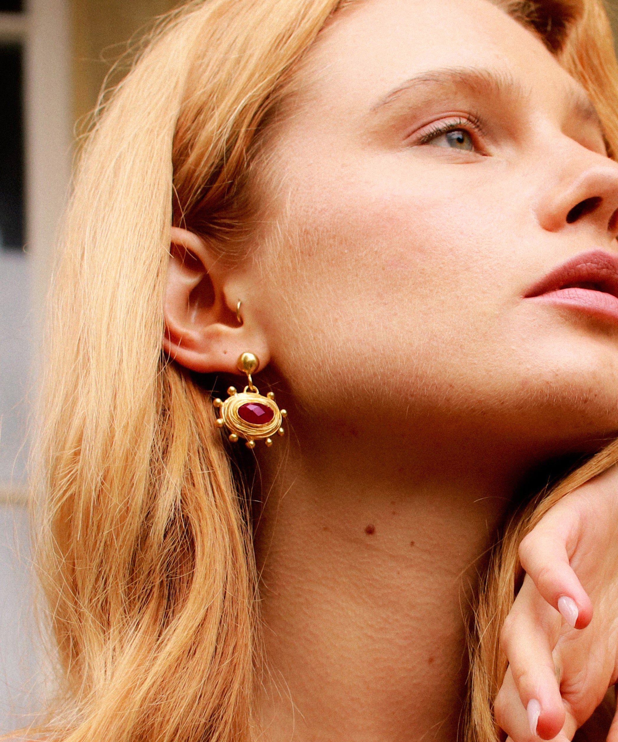 Zand Ruby Drop Earrings | Sustainable Jewellery by Ottoman Hands