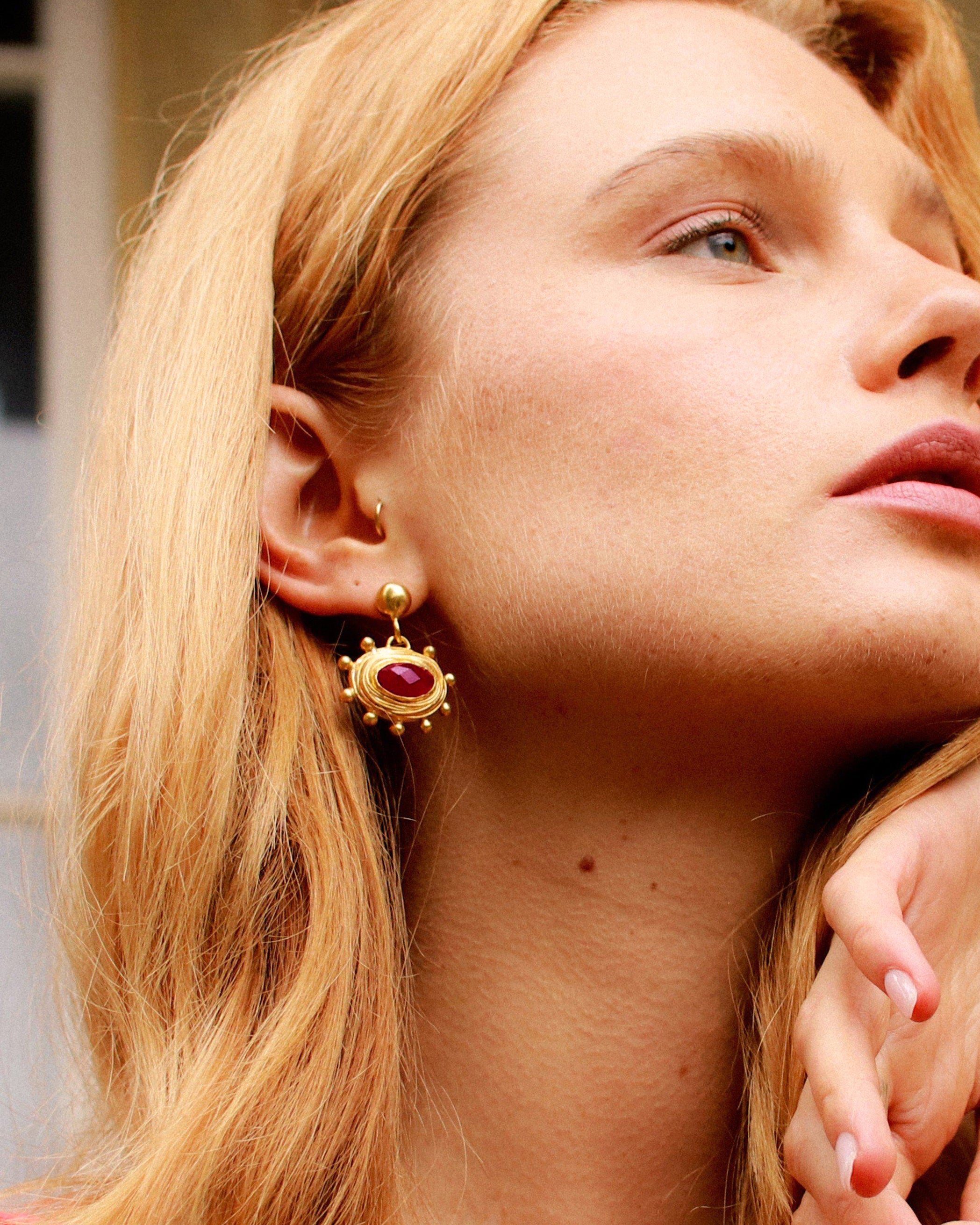 Zand Ruby Drop Earrings | Sustainable Jewellery by Ottoman Hands
