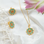 Marigold Turquoise and Red Agate Beaded Pendant Necklace | Sustainable Jewellery by Ottoman Hands