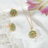 Marigold Turquoise and Red Agate Beaded Pendant Necklace | Sustainable Jewellery by Ottoman Hands