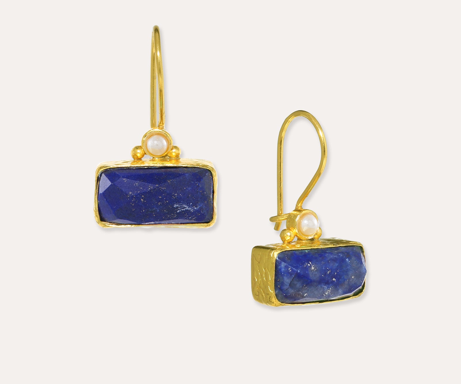 Lara Lapis and Pearl Drop Earrings | Sustainable Jewellery by Ottoman Hands