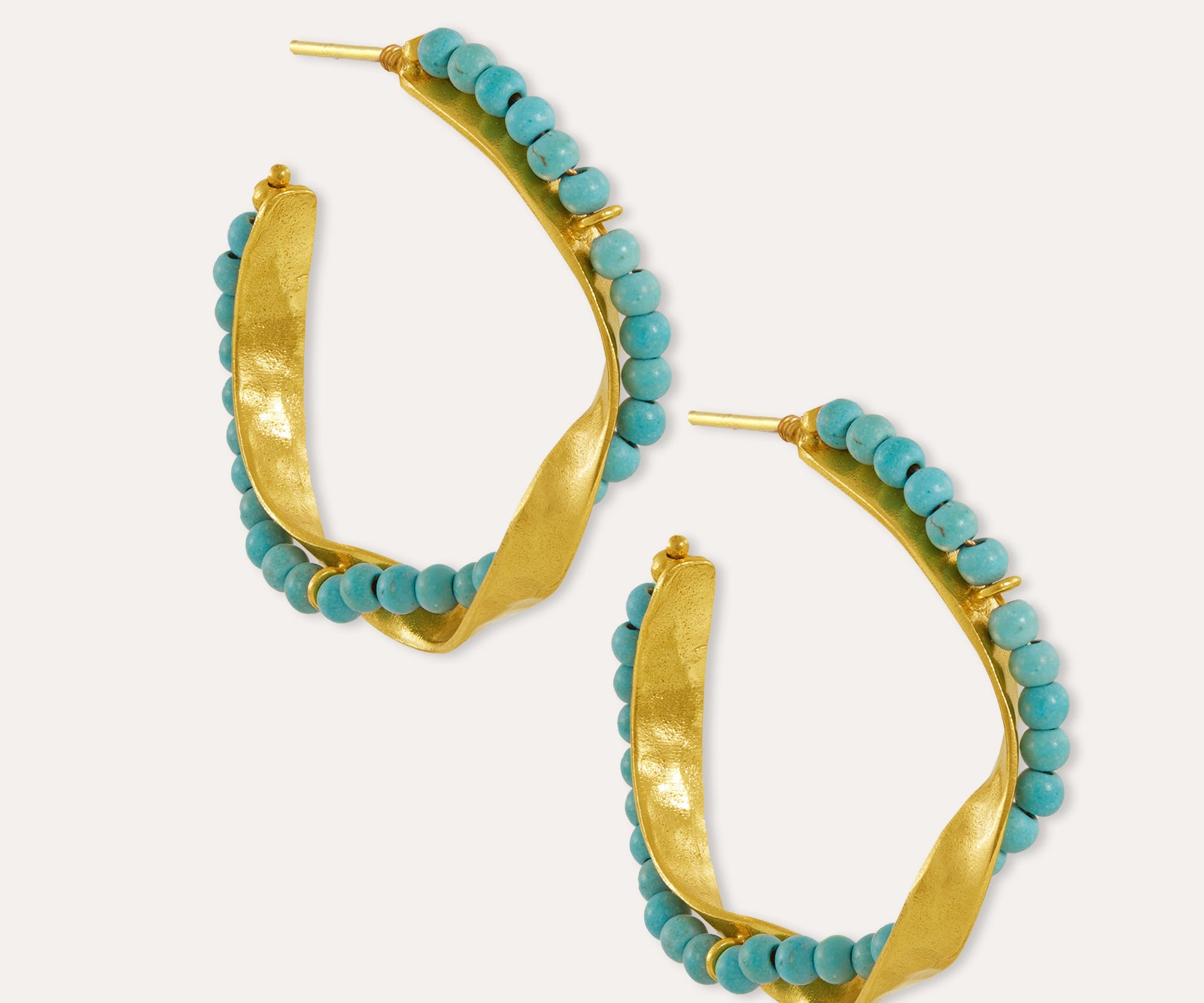 Priya Turquoise Twist Hoop Earrings | Sustainable Jewellery by Ottoman Hands