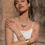 Adira Blue Porcelain Evil Eye Beaded Necklace | Sustainable Jewellery by Ottoman Hands