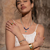 Adira Blue Porcelain Evil Eye Beaded Necklace | Sustainable Jewellery by Ottoman Hands