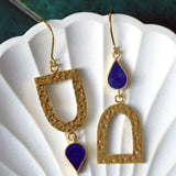 Ghatra Lapis Asymetrical Drop Earrings | Sustainable Jewellery by Ottoman Hands