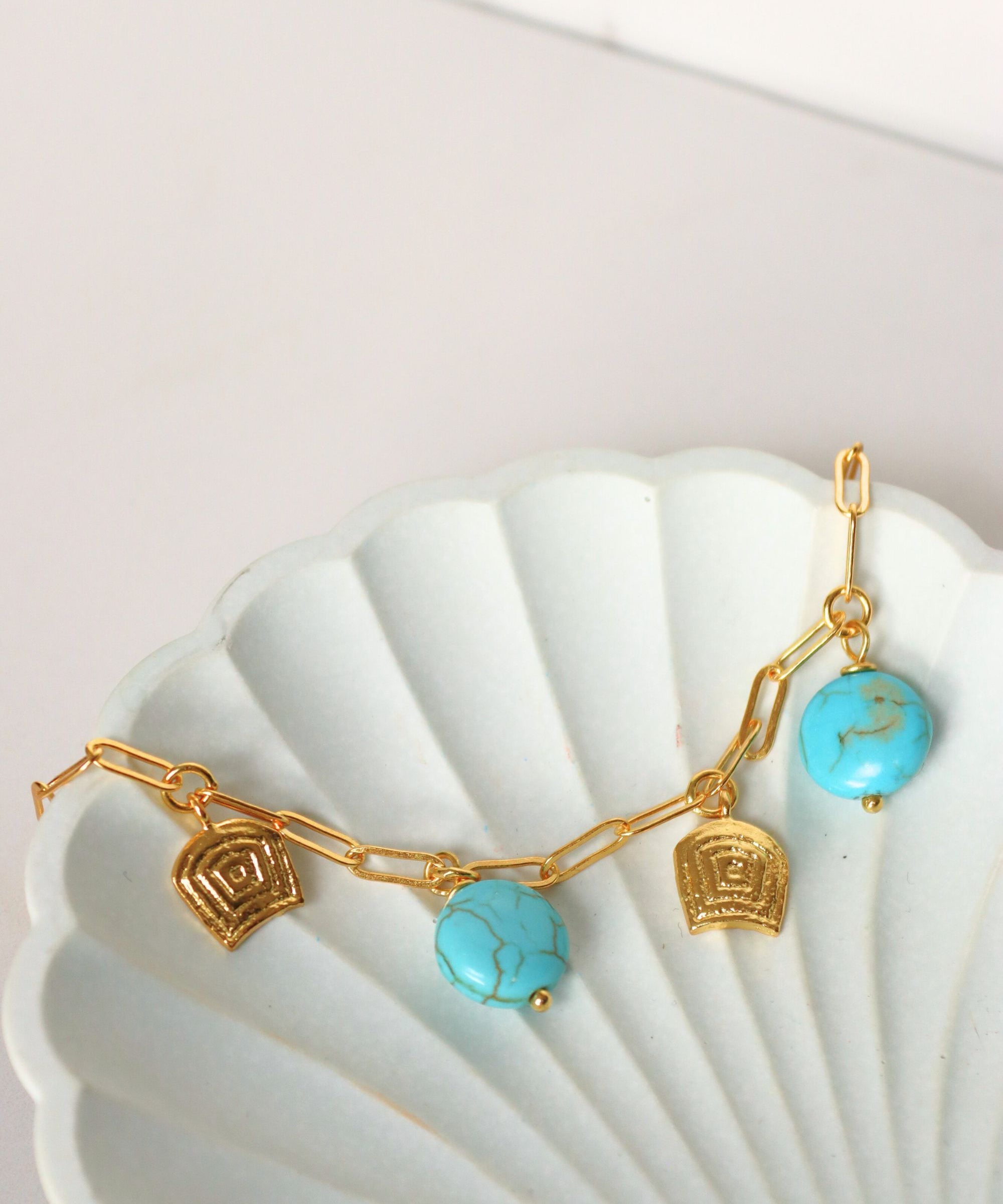 Amore Turquoise Charm Chain Bracelet | Sustainable Jewellery by Ottoman Hands