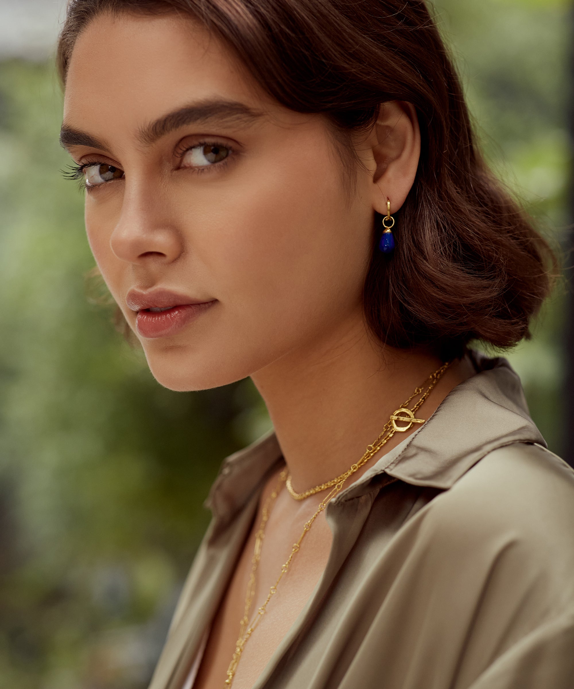 Esin Lapis Huggie Hoop Earrings | Sustainable Jewellery by Ottoman Hands
