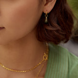 Esin Green Agate Huggie Hoop Earrings | Sustainable Jewellery by Ottoman Hands