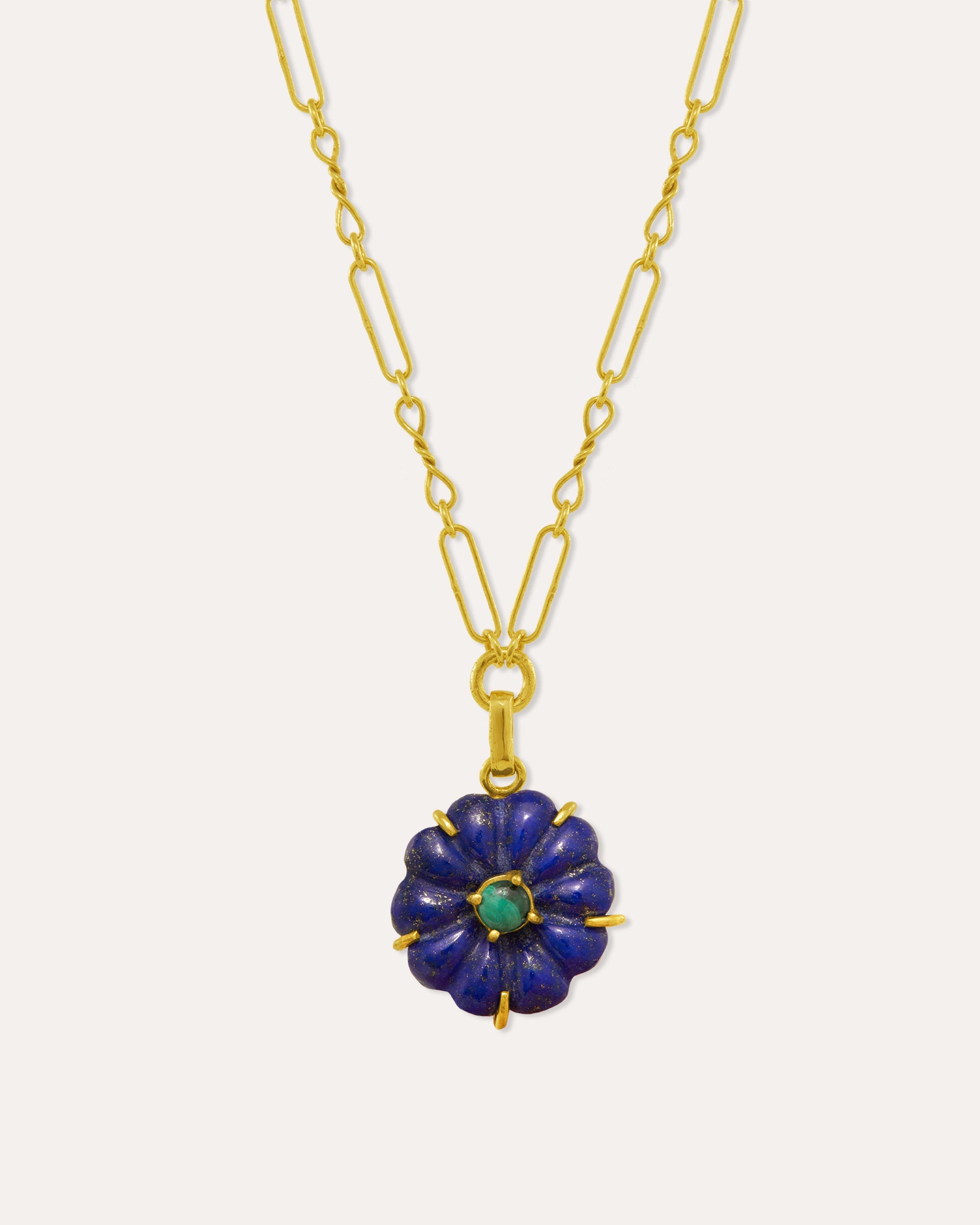 Soraya Lapis and Malachite Flower Pendant Necklace | Sustainable Jewellery by Ottoman Hands